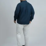 Navy Blue Premium Jacquard Textured Plus-Size Shirt for Men (3XL–8xl)