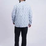 Sky Blue Abstract Printed Plus-Size Shirt for Men (3XL–8XL)
