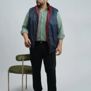 Men’s Plus Size Reversible Sleeveless Puffer Jacket – Navy & Maroon | Winter Bodywarmer for Big Men (3XL–8XL) alternate view