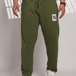 Plus Size Olive Green Cotton Blend Jogger Track Pant for Men