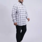 White Multi-Check Cotton Plus-Size Shirt for Men (3XL–8XL) | Beyond The Plus Size Store
