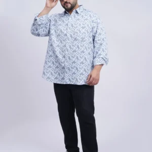 Sky Blue Abstract Printed Plus-Size Shirt for Men (3XL–8XL) alternate view