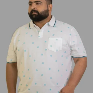 Azure Dot White Polo T-Shirt (2XL–8XL)