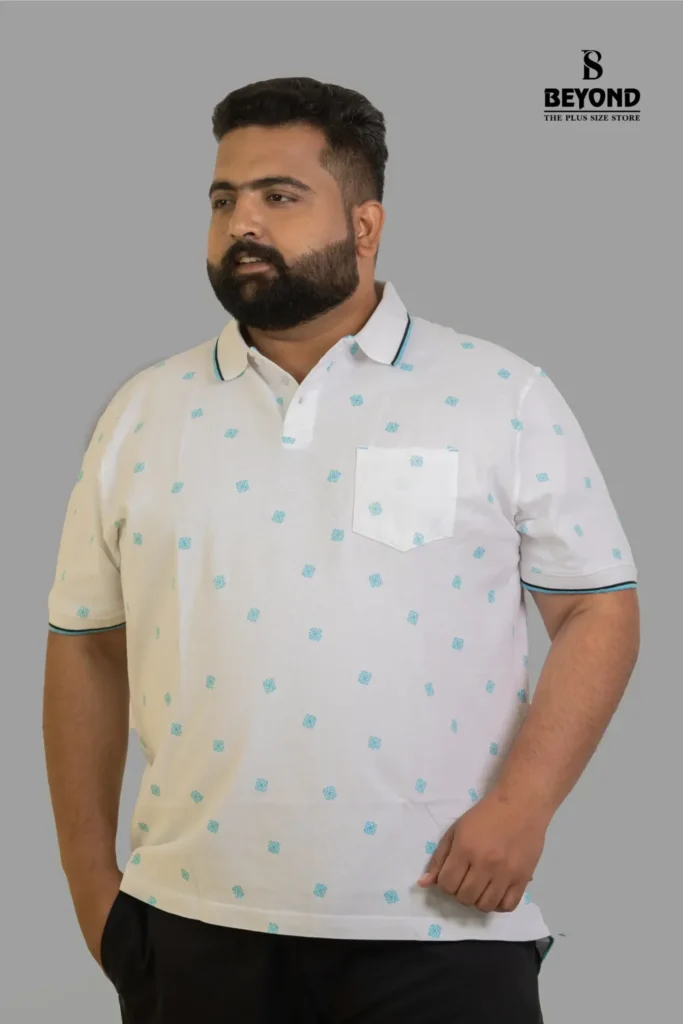Azure Dot White Polo T-Shirt (2XL–8XL)