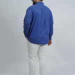Royal Blue Jacquard Cotton Plus-Size Shirt for Men (3XL–8XL)