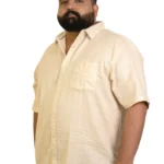 Cream Textured Half-Sleeve Shirt (2XL–8XL)