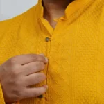 Mustard Festive Textured Plus-Size Kurta for Men (3XL–8XL)