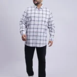 White Multi-Check Cotton Plus-Size Shirt for Men (3XL–8XL) | Beyond The Plus Size Store