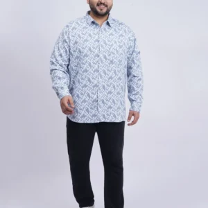 Sky Blue Abstract Printed Plus-Size Shirt for Men (3XL–8XL)