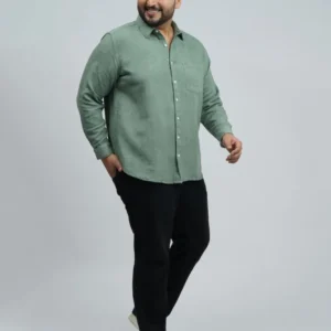 Sage Green Textured Solid Plus-Size Shirt for Men alternate view
