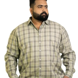 Classic Beige Grid-Check Cotton Shirt (3XL–7XL)