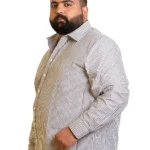 Classic Grey & White Vertical Stripe Shirt (2XL–8XL)