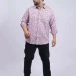 Maroon Leaf-Pattern Premium Plus-Size Shirt for Men (3XL–8XL)