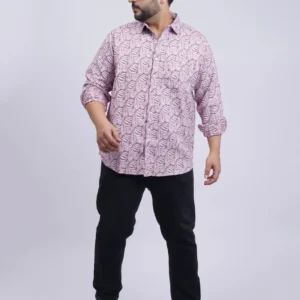 Maroon Leaf-Pattern Premium Plus-Size Shirt for Men (3XL–8XL)
