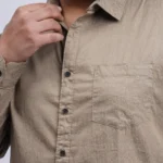 Beige Textured Patterned Plus-Size Shirt for Men (3XL–8XL)