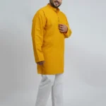 Mustard Festive Textured Plus-Size Kurta for Men (3XL–8XL)