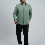 Sage Green Textured Solid Plus-Size Shirt for Men