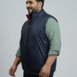 Men’s Plus Size Reversible Sleeveless Puffer Jacket – Navy & Maroon | Winter Bodywarmer for Big Men (3XL–8XL)