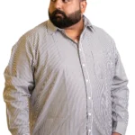 Classic Grey & White Vertical Stripe Shirt (2XL–8XL)