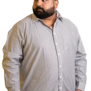 Classic Grey & White Vertical Stripe Shirt (2XL–8XL)