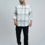 White & Grey Classic Check Plus-Size Shirt for Men (2XL–8XL) | Beyond The Plus Size Store