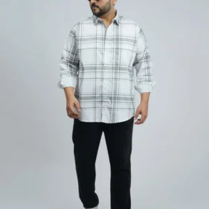 White & Grey Classic Check Plus-Size Shirt for Men (2XL–8XL) | Beyond The Plus Size Store