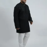 Black Premium Short Kurta for Plus-Size Men (3XL–8XL)