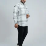 White & Grey Classic Check Plus-Size Shirt for Men (2XL–8XL) | Beyond The Plus Size Store