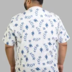 White Leaf Print Cotton T-Shirt – Effortless Comfort & Style for Plus-Size Men (2XL–8XL)