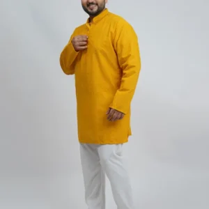 Mustard Festive Textured Plus-Size Kurta for Men (3XL–8XL) alternate view