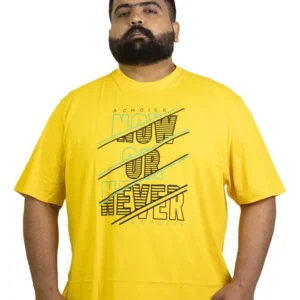"Now or Never" Bold Yellow Graphic T-Shirt (2XL–8XL)
