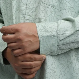 Mint Green Textured Floral Printed Plus-Size Shirt for Men alternate view