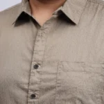 Beige Textured Patterned Plus-Size Shirt for Men (3XL–8XL)