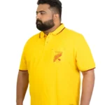 Sun Yellow Cotton Polo T-Shirt – Sporty Style for Confident Plus-Size Men (2XL–8XL)