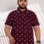 Plus Size Maroon Printed Polo T-Shirt for Men
