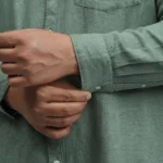 Sage Green Textured Solid Plus-Size Shirt for Men