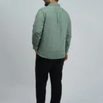 Sage Green Textured Solid Plus-Size Shirt for Men