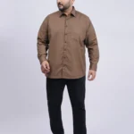 Brown Premium Solid Plus-Size Shirt for Men (3XL–8XL)