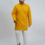 Mustard Festive Textured Plus-Size Kurta for Men (3XL–8XL)