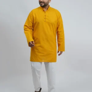 Mustard Festive Textured Plus-Size Kurta for Men (3XL–8XL)