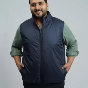 Men’s Plus Size Reversible Sleeveless Puffer Jacket – Navy & Maroon | Winter Bodywarmer for Big Men (3XL–8XL)