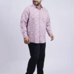 Maroon Leaf-Pattern Premium Plus-Size Shirt for Men (3XL–8XL)