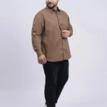 Brown Premium Solid Plus-Size Shirt for Men (3XL–8XL)
