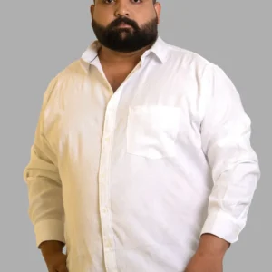 White Luxe Jacquard Cotton Shirt (2XL–8XL)