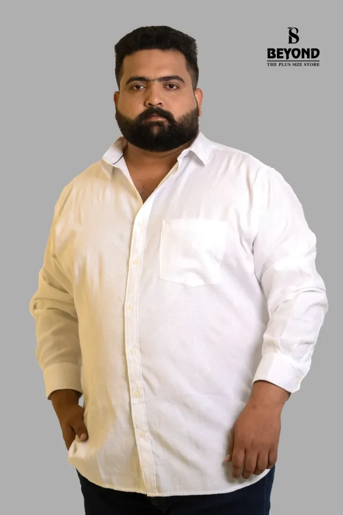 White Luxe Jacquard Cotton Shirt (2XL–8XL)