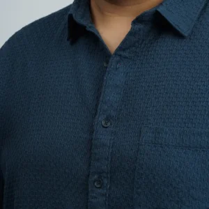 Navy Blue Premium Jacquard Textured Plus-Size Shirt for Men (3XL–8xl) alternate view