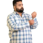 Soft Blue & Ivory Check Shirt (2XL–8XL)