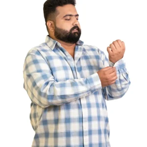 Soft Blue & Ivory Check Shirt (2XL–8XL) alternate view