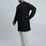 Black Premium Short Kurta for Plus-Size Men (3XL–8XL)