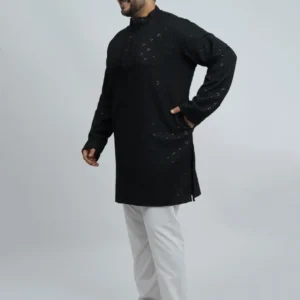 Black Premium Short Kurta for Plus-Size Men (3XL–8XL) alternate view